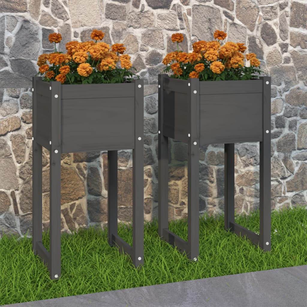 Jardinera 2 uds madera maciza de pino marrón miel 40x40x52,5 cm
