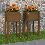 Jardinera 2 uds madera maciza de pino marrón miel 40x40x52,5 cm