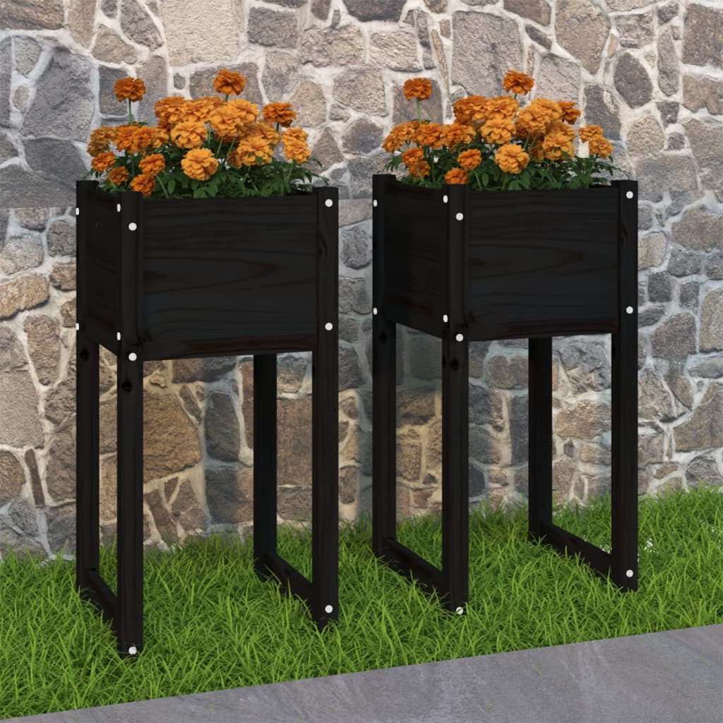 Jardinera 2 uds madera maciza de pino marrón miel 40x40x52,5 cm