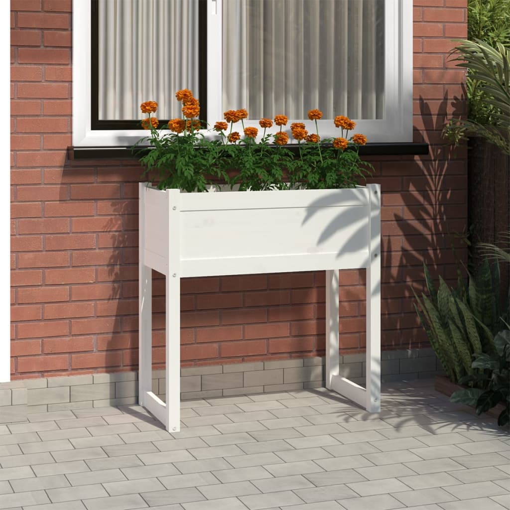 Jardinera acero blanco 32x29x75 cm