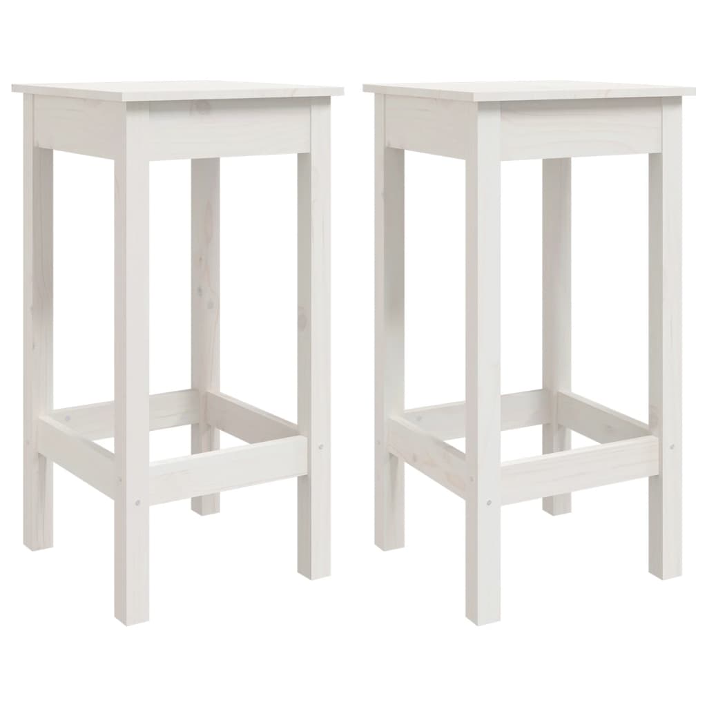 Taburetes altos 2 uds madera maciza de pino blanco 40x40x78 cm