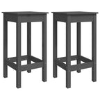 Taburetes altos 2 uds madera maciza de pino gris 40x40x78 cm