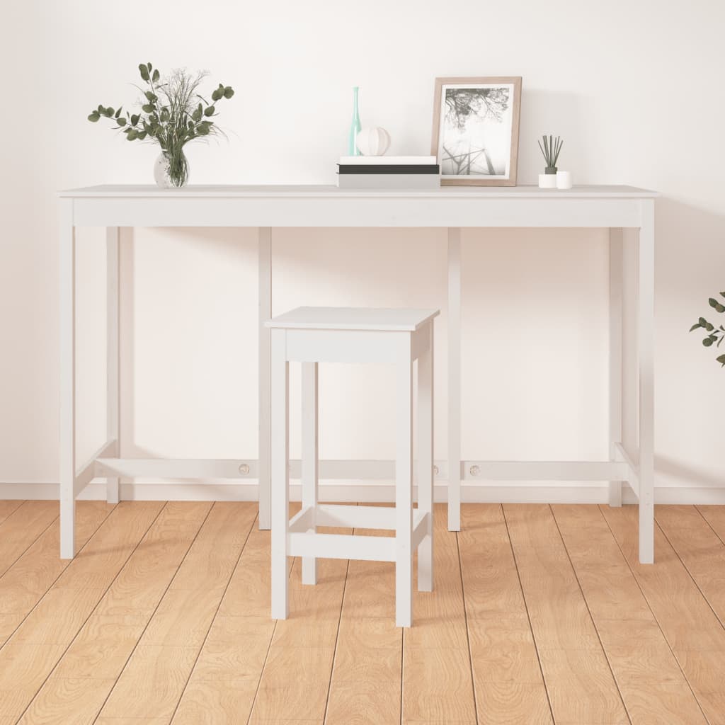 Mesa alta de bar de madera maciza de pino 180x80x110 cm