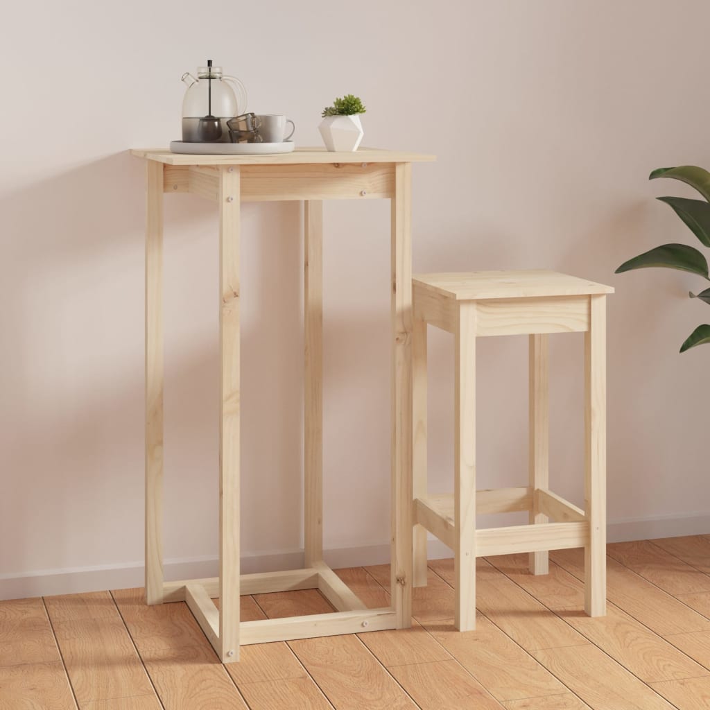 Mesa alta de bar de madera maciza de pino 180x80x110 cm