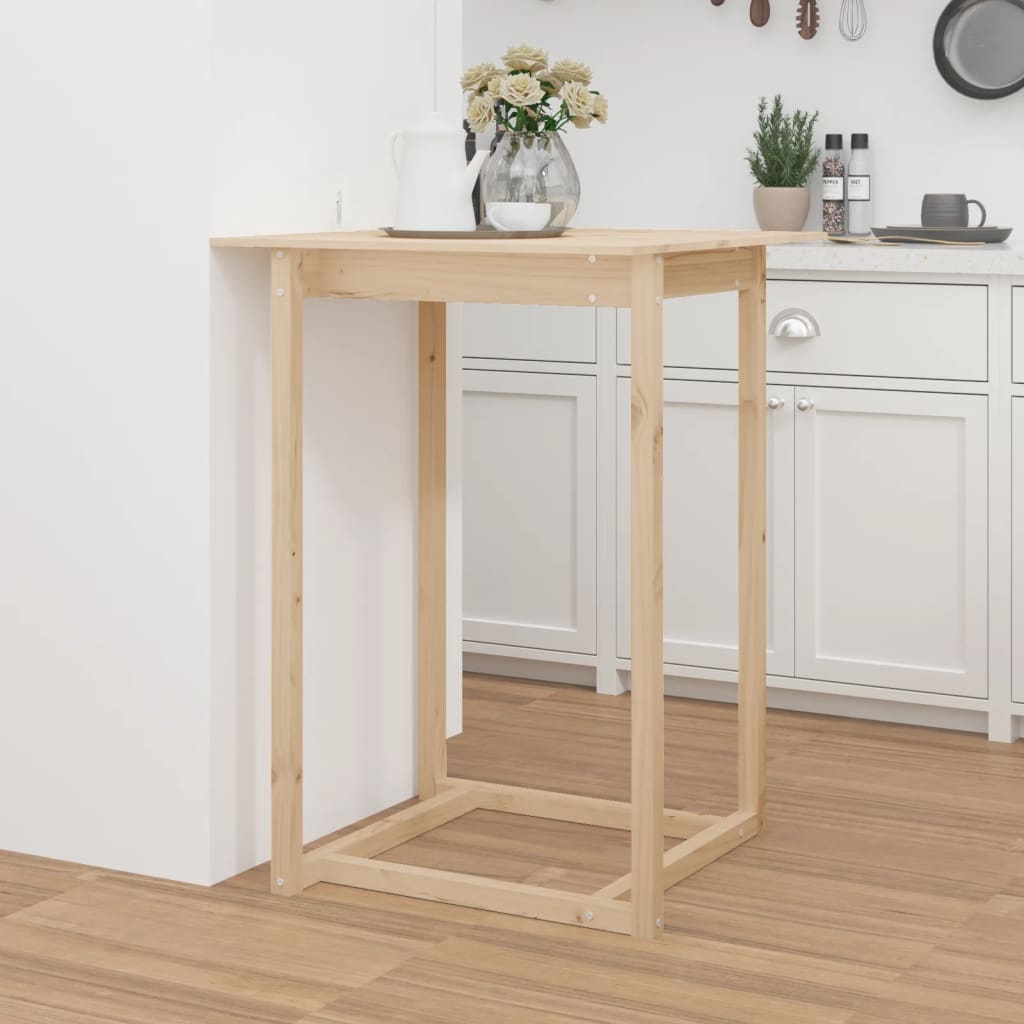 Mesa alta de bar de madera maciza de pino 180x80x110 cm
