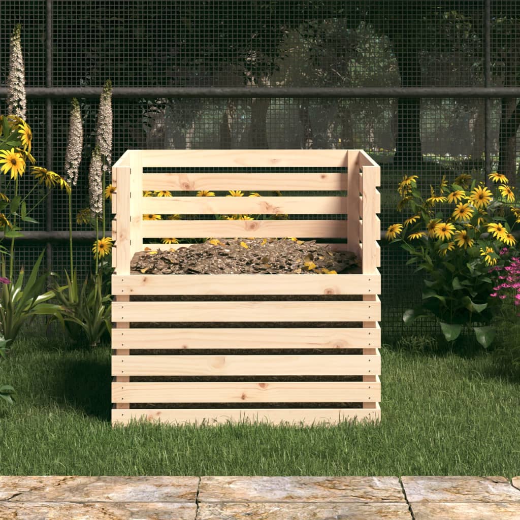 Compostador de madera maciza de pino 80x80x78 cm