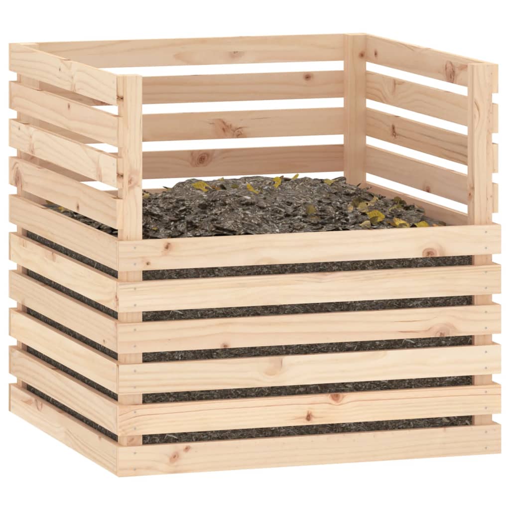 Compostador de madera maciza de pino 80x80x78 cm