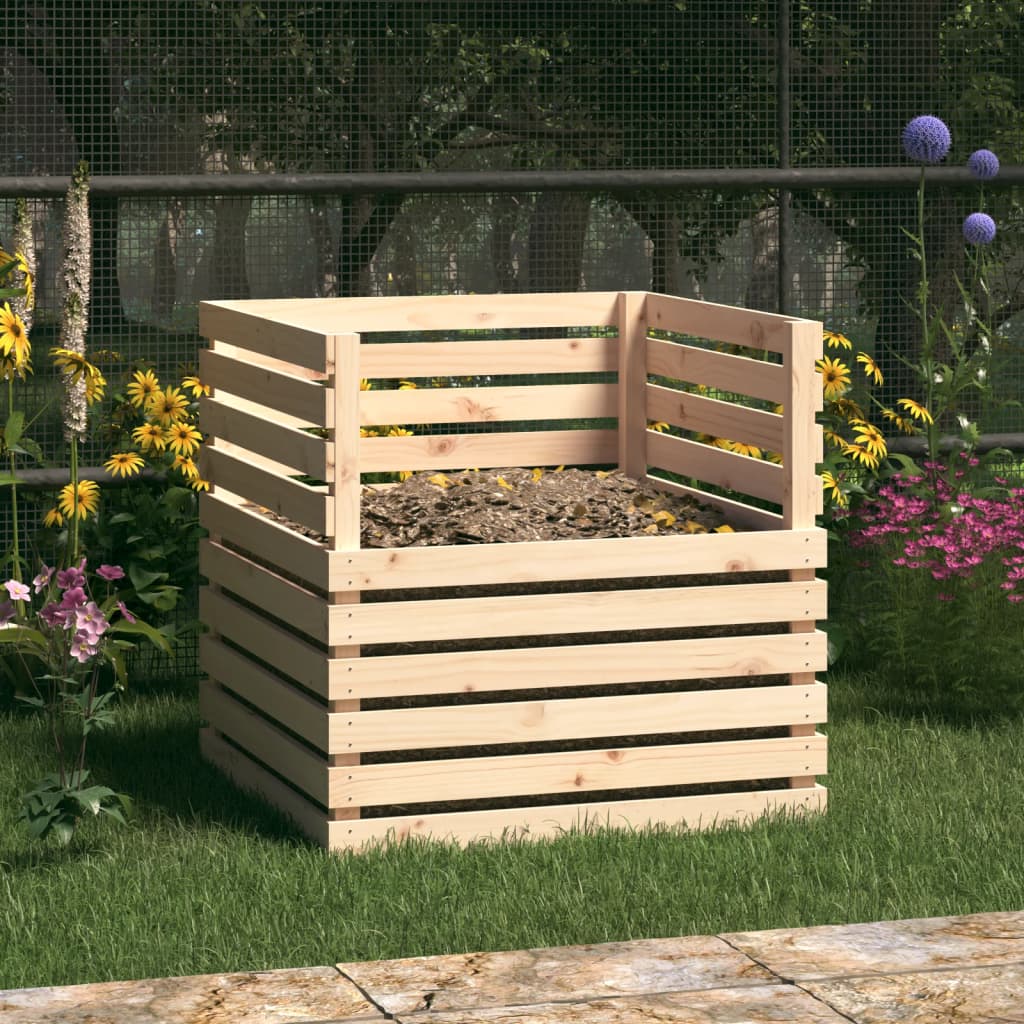Compostador de madera maciza de pino 80x80x78 cm