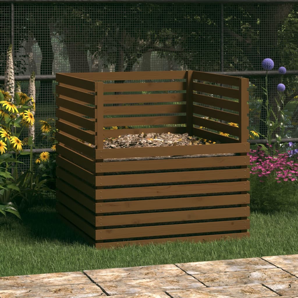Solid pine wood composter 80x80x78 cm
