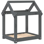 Cama para perros madera maciza de pino gris 61x50x70 cm