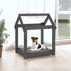 Cama para perros madera maciza de pino gris 61x50x70 cm