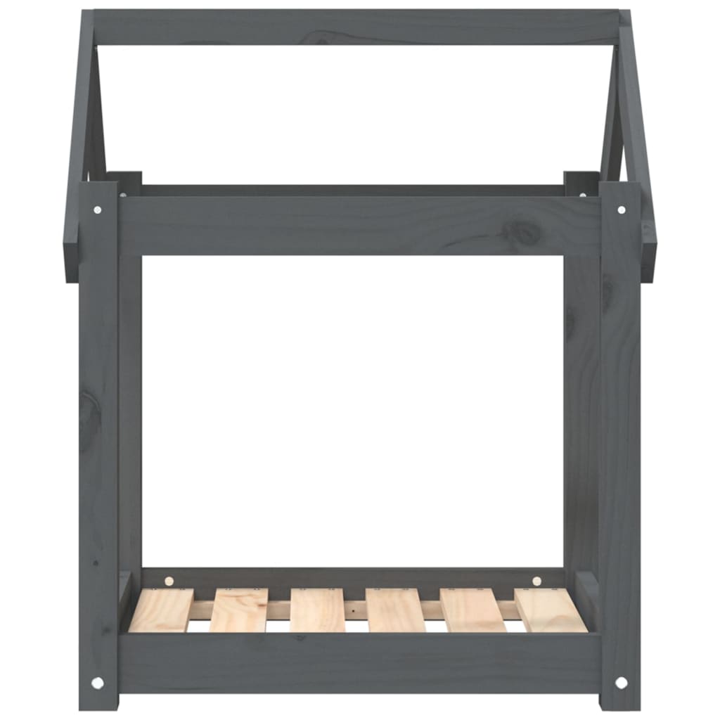 Cama para perros madera maciza de pino gris 61x50x70 cm