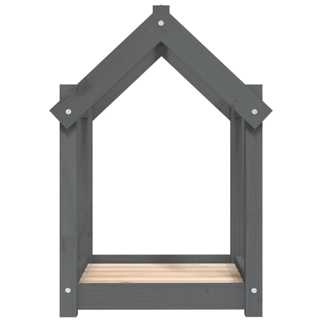 Cama para perros madera maciza de pino gris 61x50x70 cm