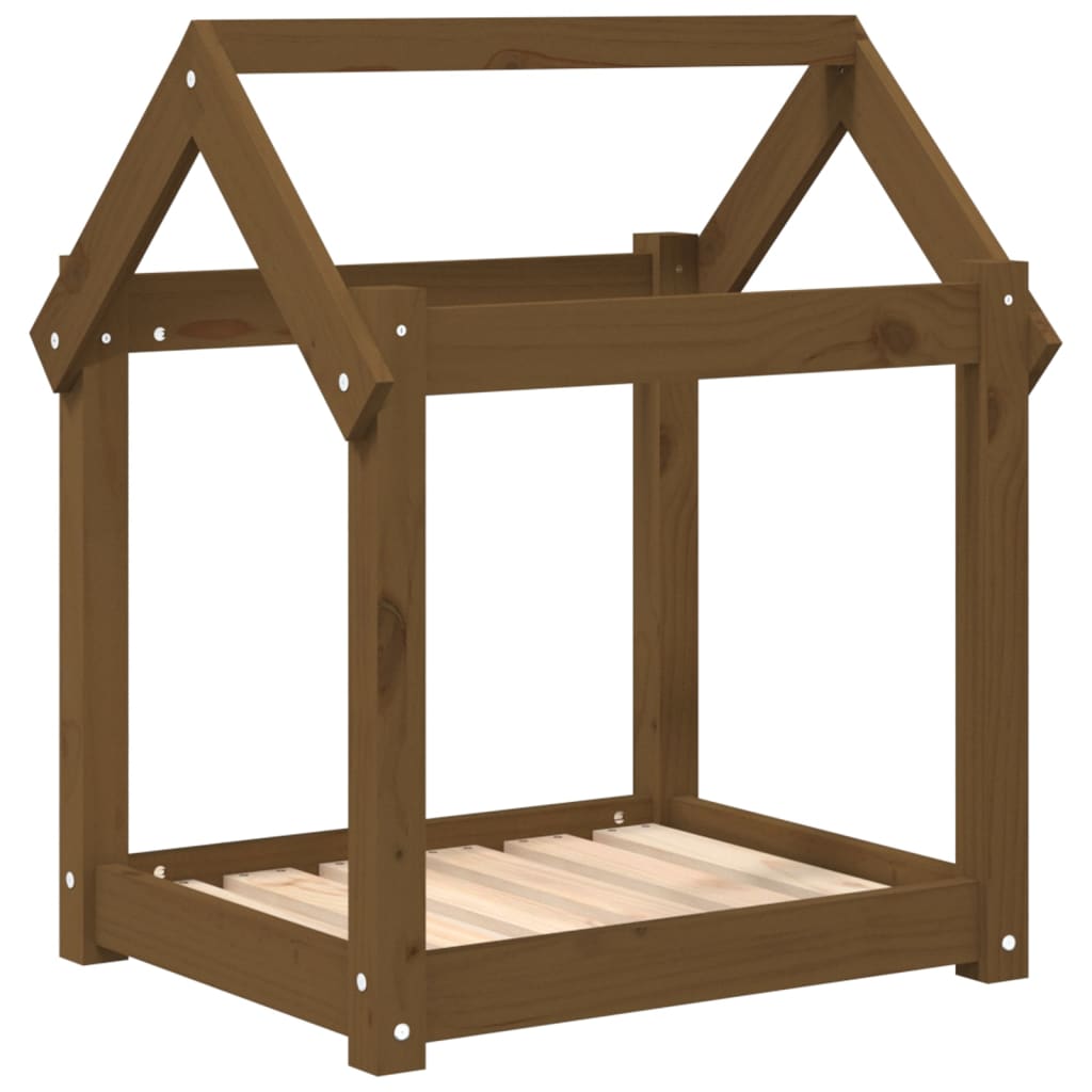 Cama para perros madera maciza pino marrón miel 61x50x70 cm