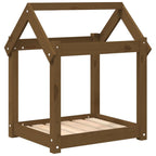 Cama para perros madera maciza pino marrón miel 61x50x70 cm