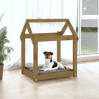 Cama para perros madera maciza pino marrón miel 61x50x70 cm