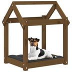 Cama para perros madera maciza pino marrón miel 61x50x70 cm