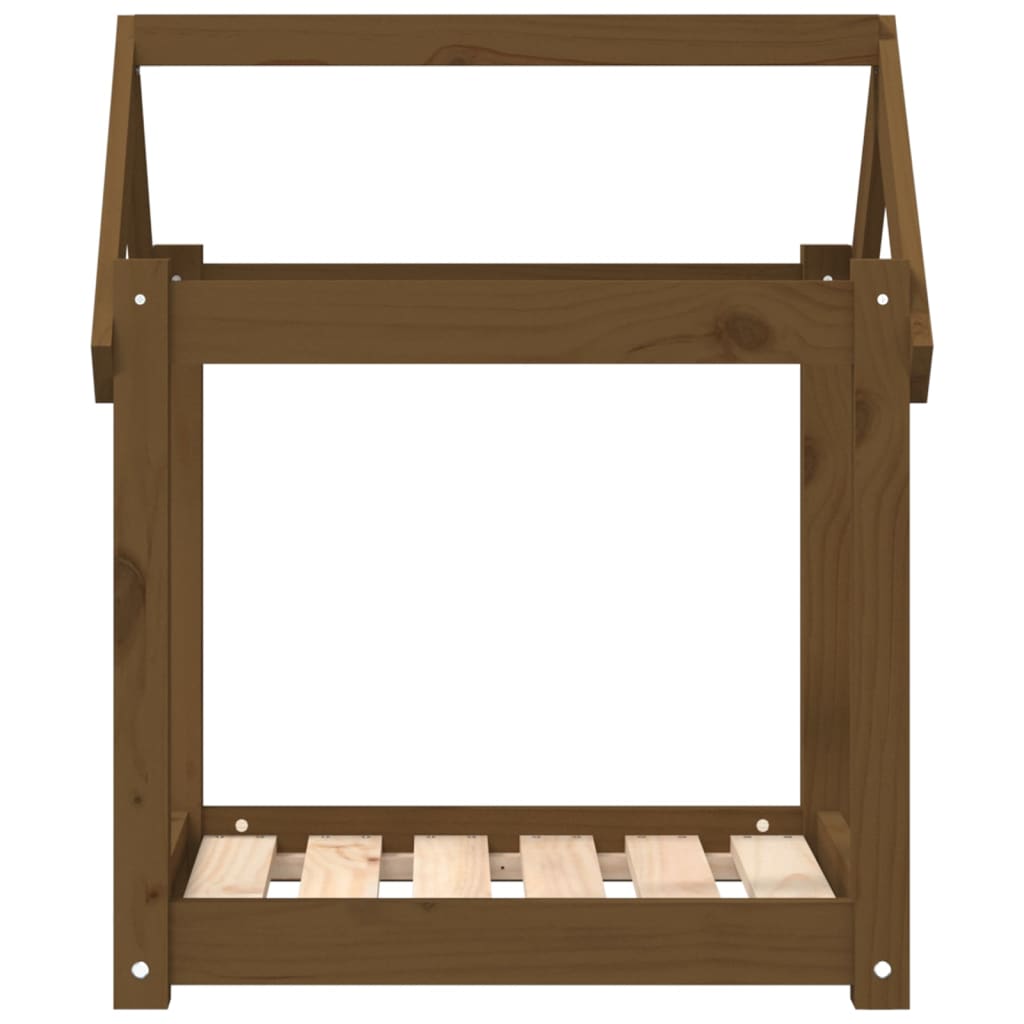 Cama para perros madera maciza pino marrón miel 61x50x70 cm