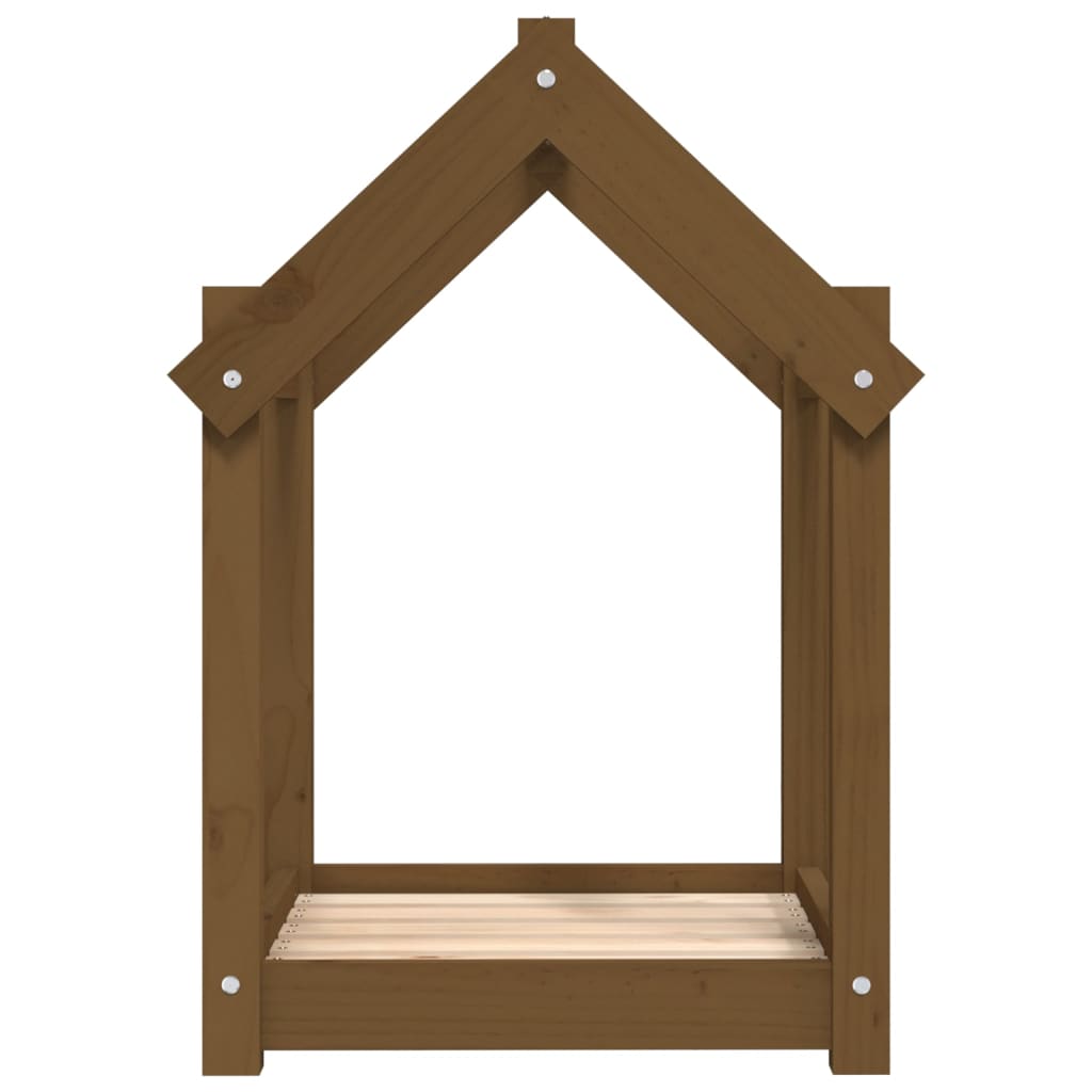 Cama para perros madera maciza pino marrón miel 61x50x70 cm