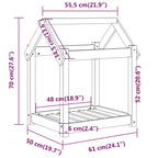 Cama para perros madera maciza pino marrón miel 61x50x70 cm