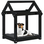 Cama para perros madera maciza de pino negro 61x50x70 cm