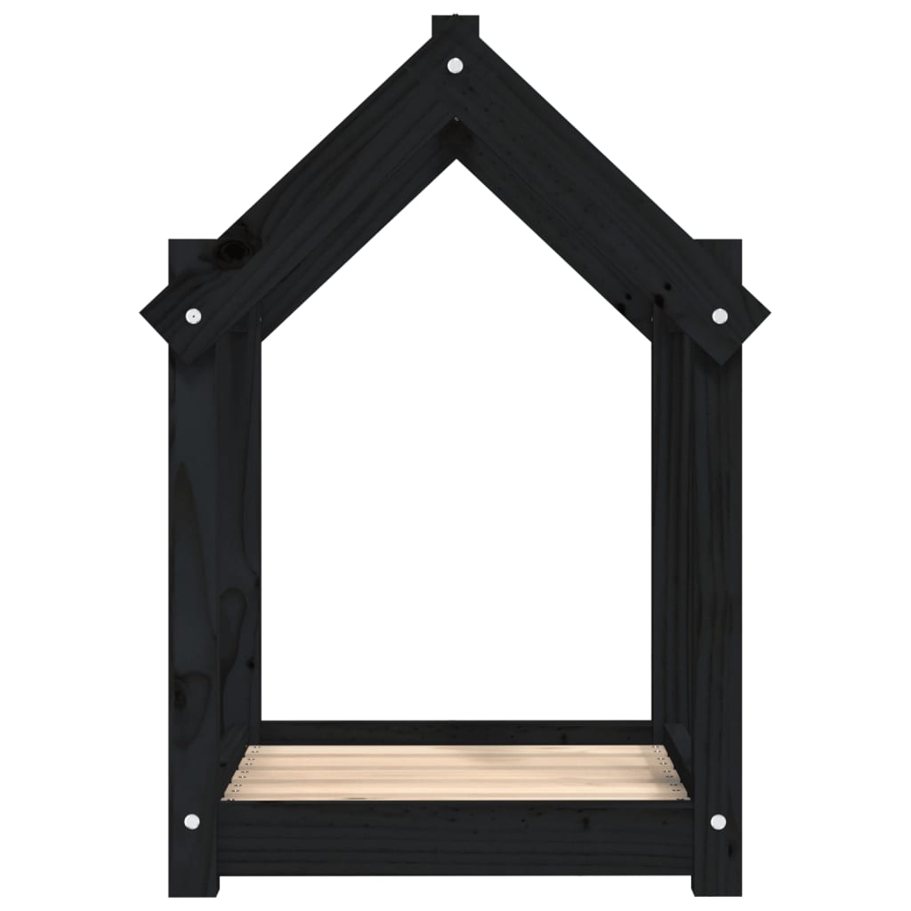 Cama para perros madera maciza de pino negro 61x50x70 cm