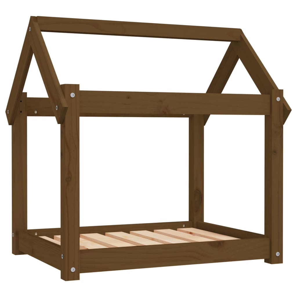 Cama para perros madera maciza pino marrón miel 71x55x70 cm