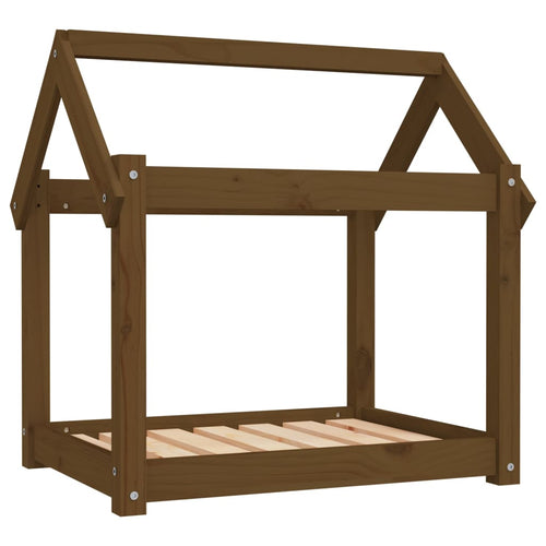 Cama para perros madera maciza pino marrón miel 71x55x70 cm