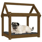 Cama para perros madera maciza pino marrón miel 71x55x70 cm