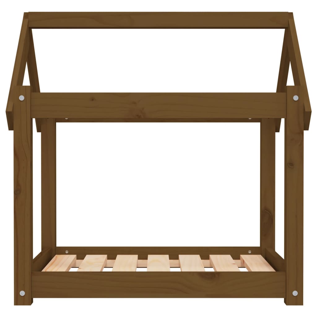 Cama para perros madera maciza pino marrón miel 71x55x70 cm