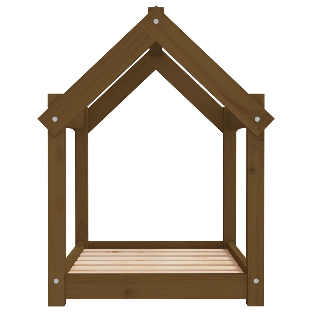 Cama para perros madera maciza pino marrón miel 71x55x70 cm