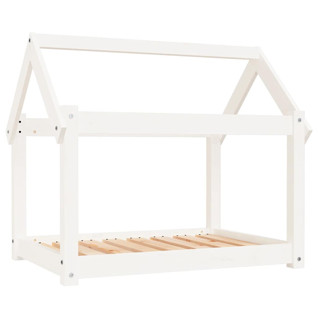 Cama para perros madera maciza de pino blanco 81x60x70 cm