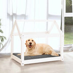 Cama para perros madera maciza de pino blanco 81x60x70 cm