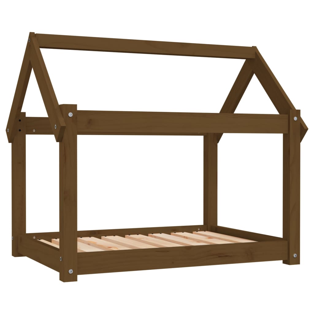 Cama para perros madera maciza pino marrón miel 81x60x70 cm