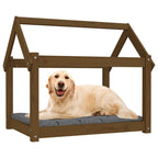 Cama para perros madera maciza pino marrón miel 81x60x70 cm