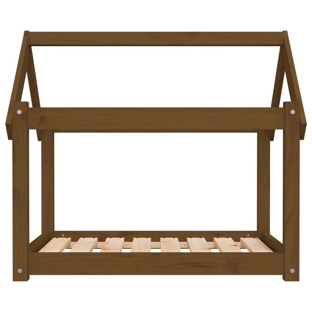 Cama para perros madera maciza pino marrón miel 81x60x70 cm