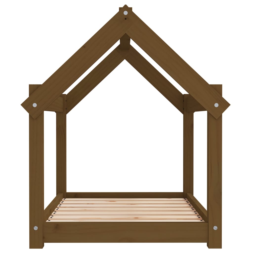 Cama para perros madera maciza pino marrón miel 81x60x70 cm
