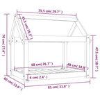 Cama para perros madera maciza pino marrón miel 81x60x70 cm