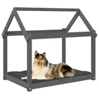 Cama para perros madera maciza de pino gris 101x70x90 cm