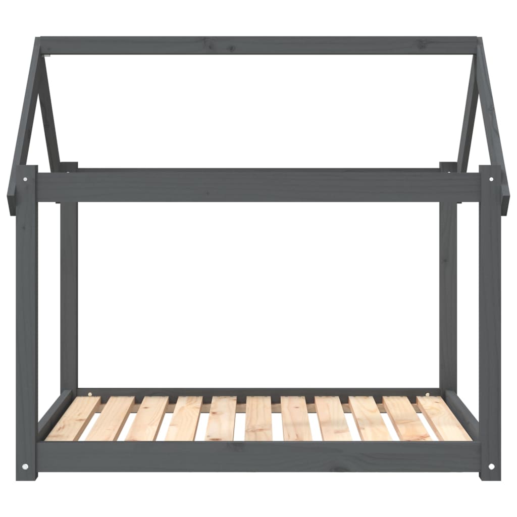 Cama para perros madera maciza de pino gris 101x70x90 cm