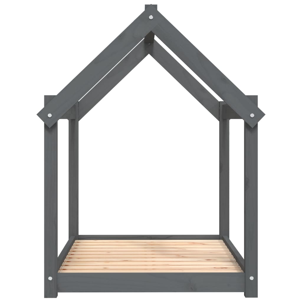 Cama para perros madera maciza de pino gris 101x70x90 cm