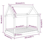 Cama para perros madera maciza de pino gris 101x70x90 cm