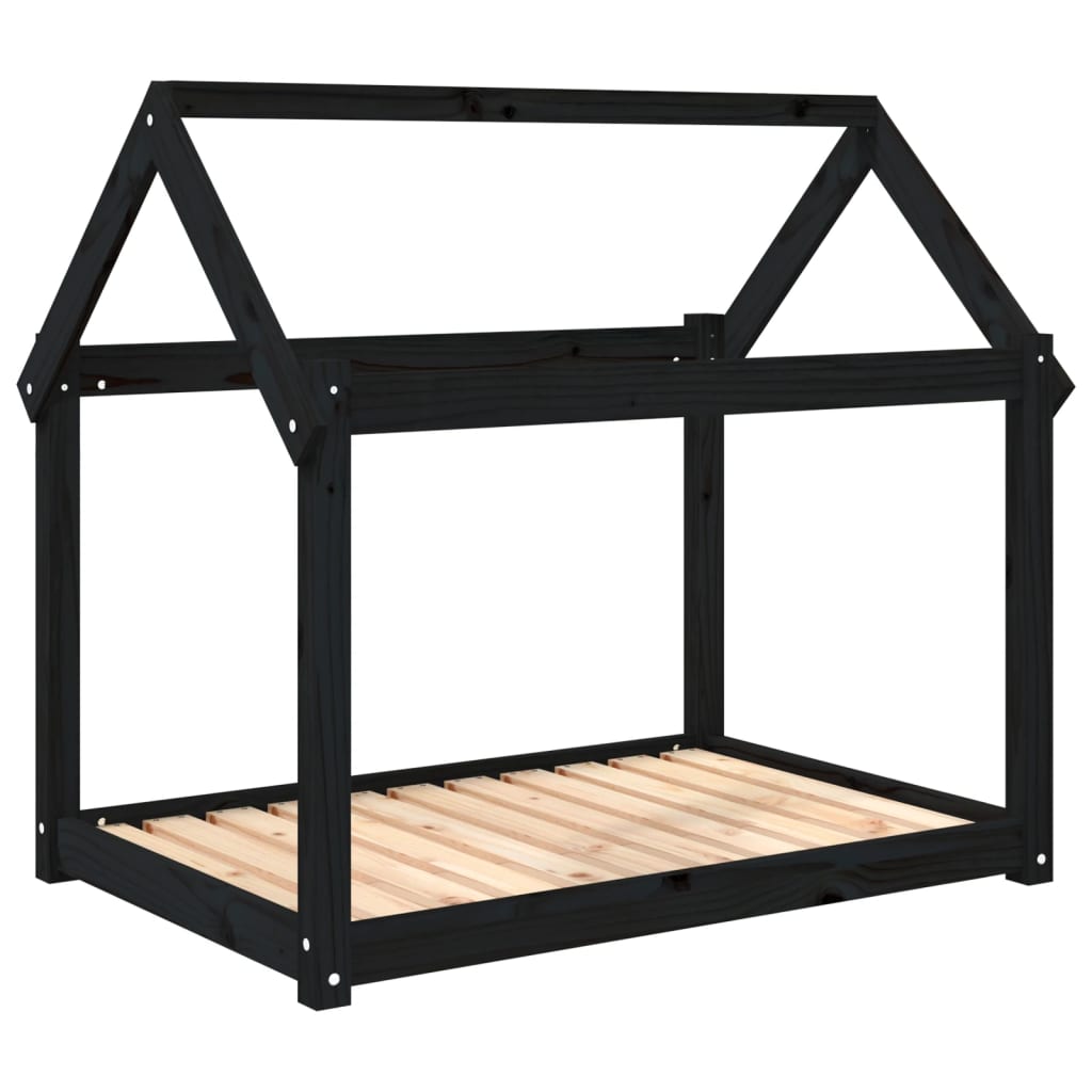 Cama para perros madera maciza de pino negro 101x70x90 cm