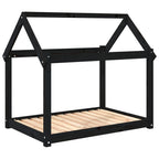 Cama para perros madera maciza de pino negro 101x70x90 cm