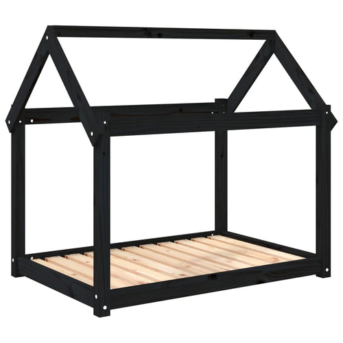 Cama para perros madera maciza de pino negro 101x70x90 cm