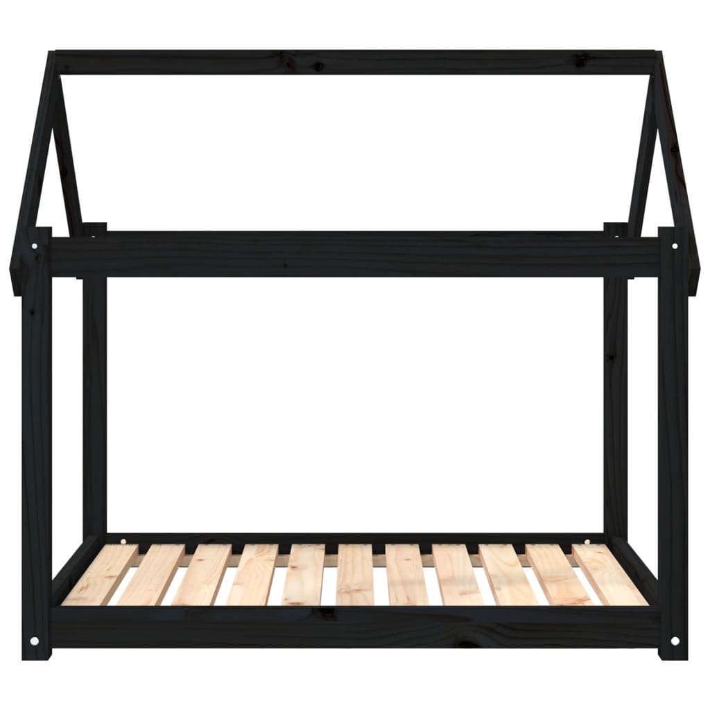 Cama para perros madera maciza de pino negro 101x70x90 cm