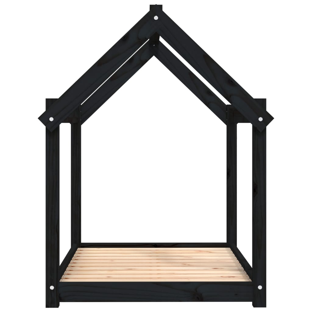 Cama para perros madera maciza de pino negro 101x70x90 cm