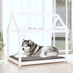 Cama para perros madera maciza de pino blanco 111x80x100 cm