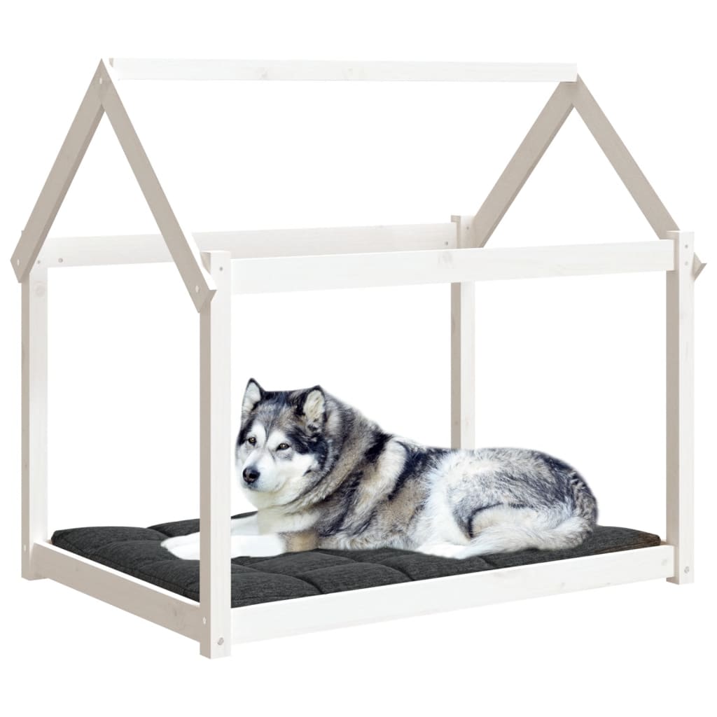 Cama para perros madera maciza de pino blanco 111x80x100 cm