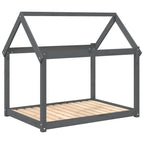 Cama para perros madera maciza de pino gris 111x80x100 cm